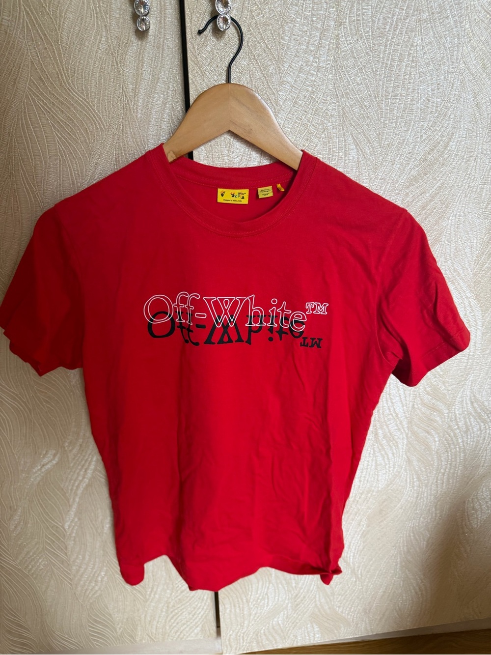 Off-White Red Graphic Logo Crewneck Tee